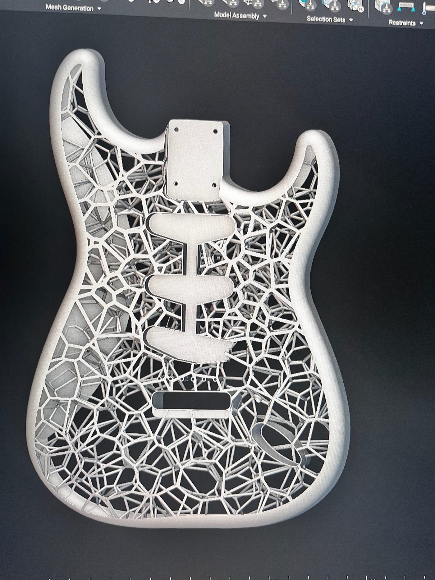 Voronoi lattice Stratocaster body design in nTop software