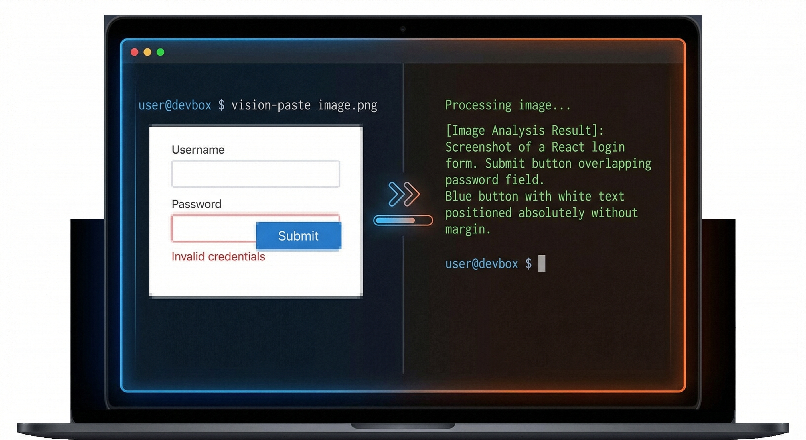 Ryngo vision paste converting a screenshot into a text description for AI agents